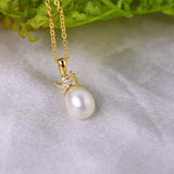 925 Silver Freshwater Pearl Crown Pendant Jewelry 8-9mm Pink Purple