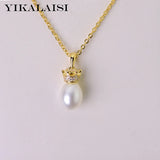 925 Silver Freshwater Pearl Crown Pendant Jewelry 8-9mm Pink Purple