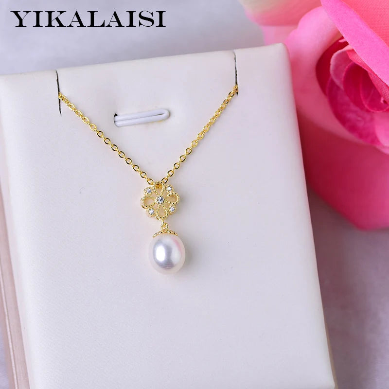 925 Silver Freshwater Pearl Pendant Pink Purple 8-9mm