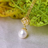 925 Silver Freshwater Pearl Pendant Pink Purple 8-9mm