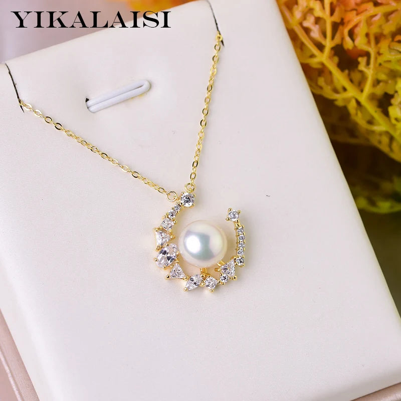 925 Silver Pearl Pendant for Women 9-10mm Pink Purple