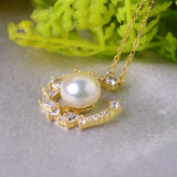 925 Silver Pearl Pendant for Women 9-10mm Pink Purple