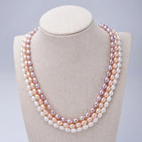 925 Silver Natural Pearl Necklace Women 6-7mm Pearl 3 Colour