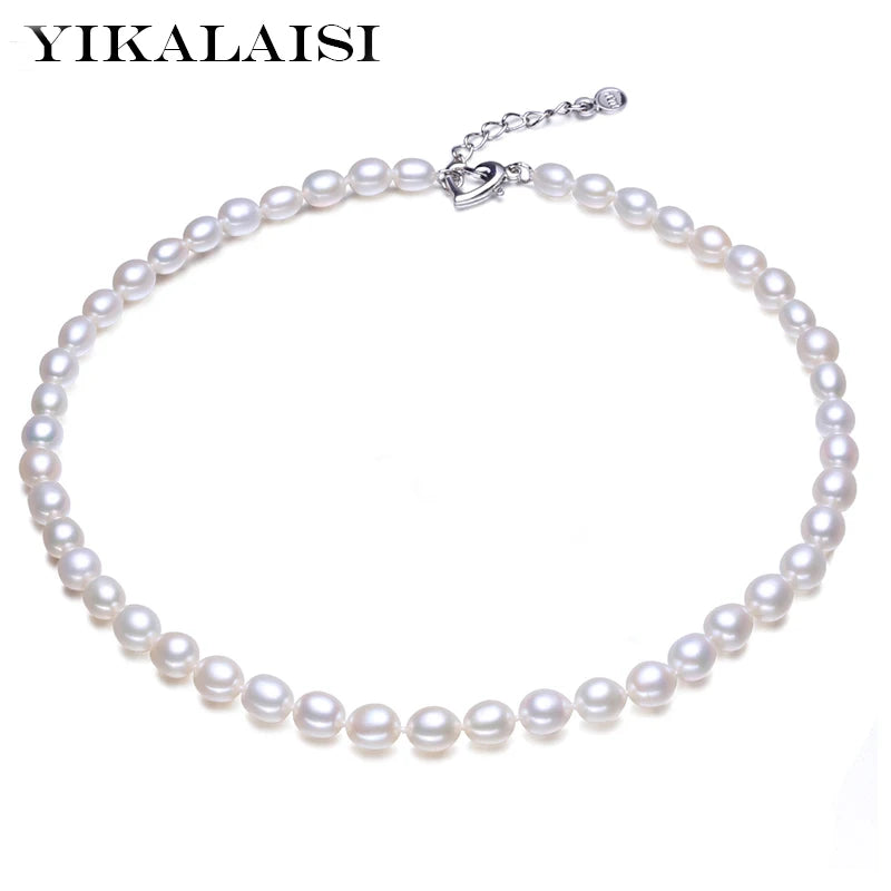 925 Silver Natural Pearl Necklace Women 6-7mm Pearl 3 Colour