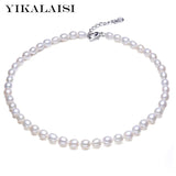 925 Silver Natural Pearl Necklace Women 6-7mm Pearl 3 Colour