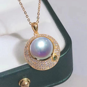 925 Silver Necklace Jewelry Women 11-12mm Natural Pearl Pendant Wholesale