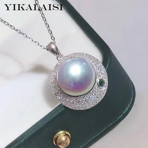 925 Silver Necklace Jewelry Women 11-12mm Natural Pearl Pendant Wholesale