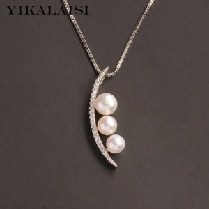 925 Silver Necklace Women 4-6mm Freshwater Pearl Pendant