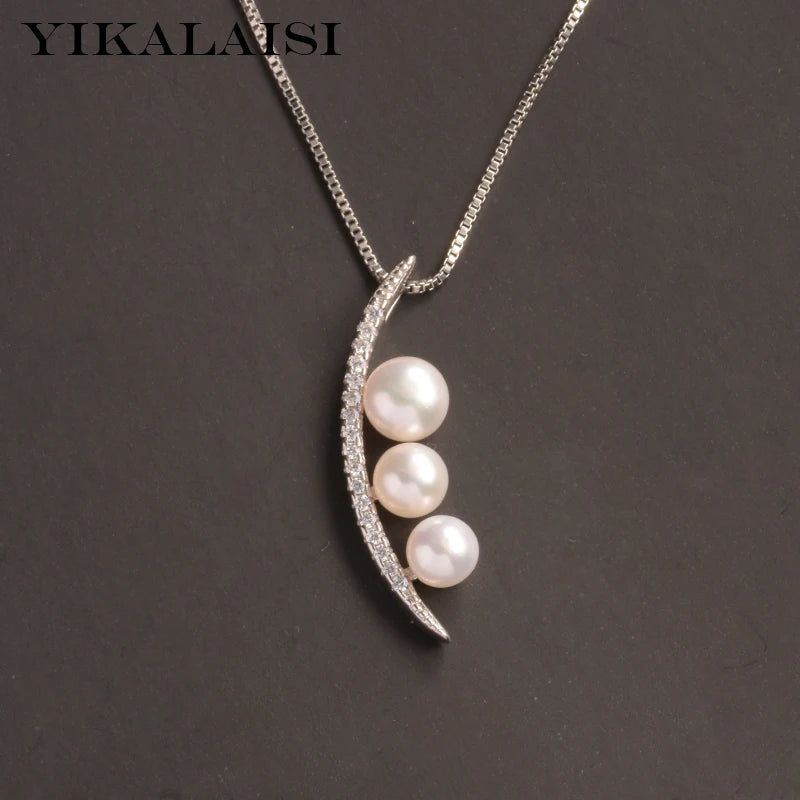 925 Silver Necklace Women 4-6mm Freshwater Pearl Pendant