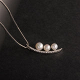 925 Silver Necklace Women 4-6mm Freshwater Pearl Pendant