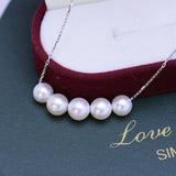 925 Silver Necklaces Women 6-7mm Round Freshwater Pearl Pendants Wholesales