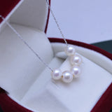 925 Silver Necklaces Women 6-7mm Round Freshwater Pearl Pendants Wholesales