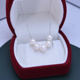 925 Silver Necklaces Women 6-7mm Round Freshwater Pearl Pendants Wholesales