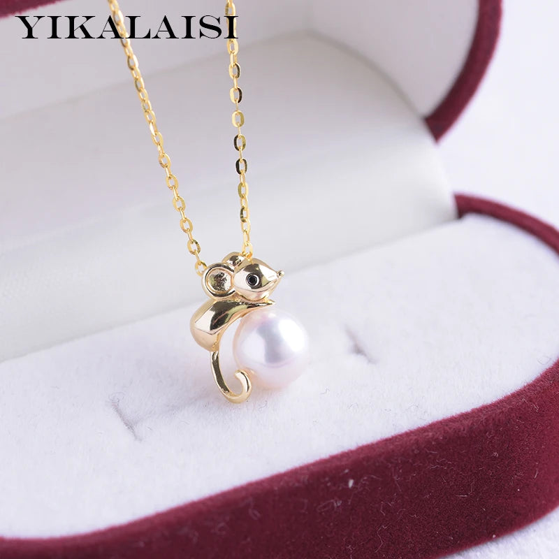 925 Silver Necklaces Women 6-7mm Round Freshwater Pearl Pendants