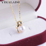 925 Silver Necklaces Women 6-7mm Round Freshwater Pearl Pendants