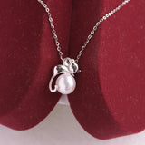 925 Silver Necklaces Women 6-7mm Round Freshwater Pearl Pendants