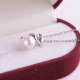 925 Silver Necklaces Women 6-7mm Round Freshwater Pearl Pendants