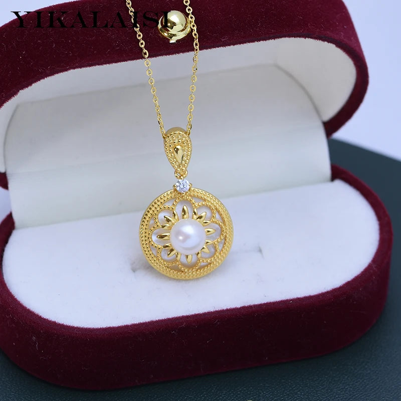 925 Silver Necklace with 6-7mm Round Freshwater Pearl Pendant