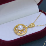 925 Silver Necklace with 6-7mm Round Freshwater Pearl Pendant