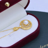 925 Silver Necklace with 6-7mm Round Freshwater Pearl Pendant