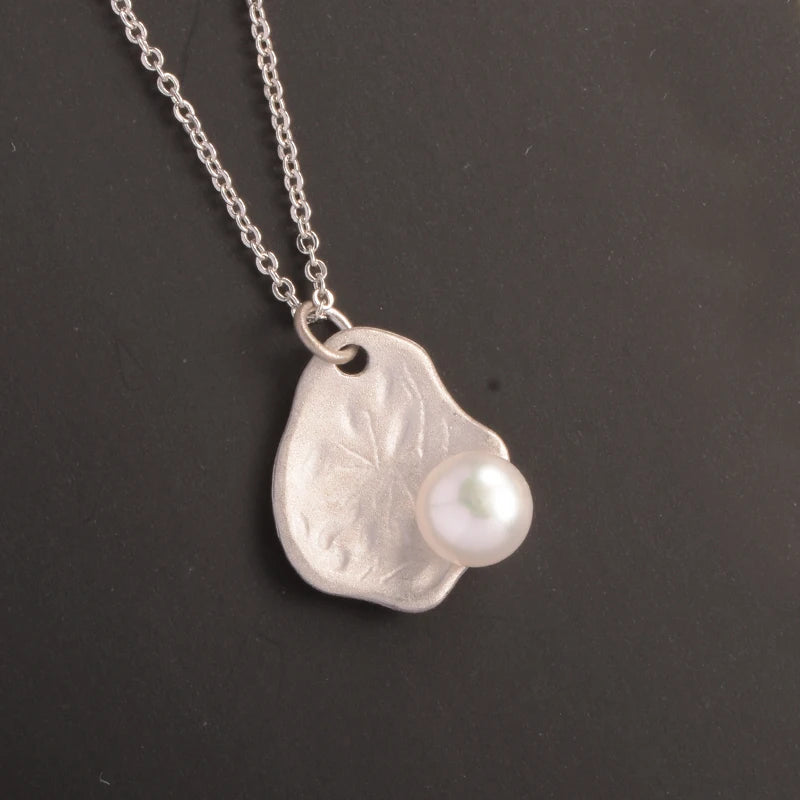 925 Sterling Silver Necklaces with 6-7mm Freshwater Pearl Pendants