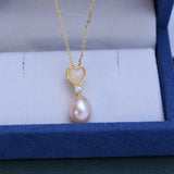 925 Silver Necklace: Freshwater Pearl Heart Pendant
