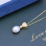 925 Silver Necklace: Freshwater Pearl Heart Pendant