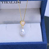 925 Silver Necklace: Freshwater Pearl Heart Pendant