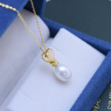 925 Silver Necklace: Freshwater Pearl Heart Pendant