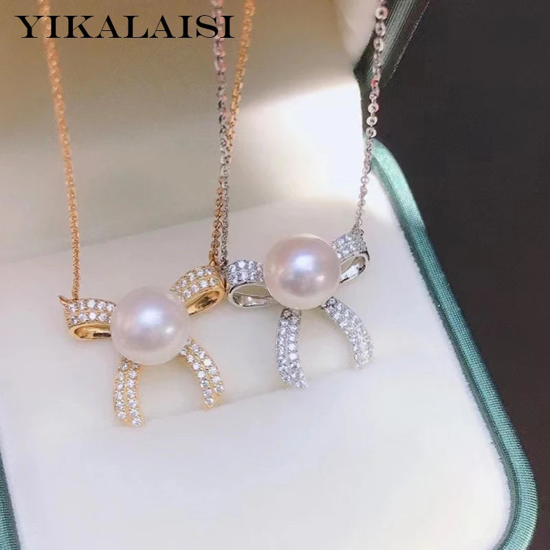 925 Silver Necklaces Women Jewelry 9-10mm Freshwater Pearl Pendants