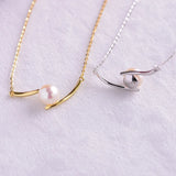 925 Silver Necklace with 9-10mm Pearl Pendant
