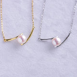 925 Silver Necklace with 9-10mm Pearl Pendant