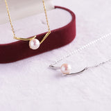 925 Silver Necklace with 9-10mm Pearl Pendant