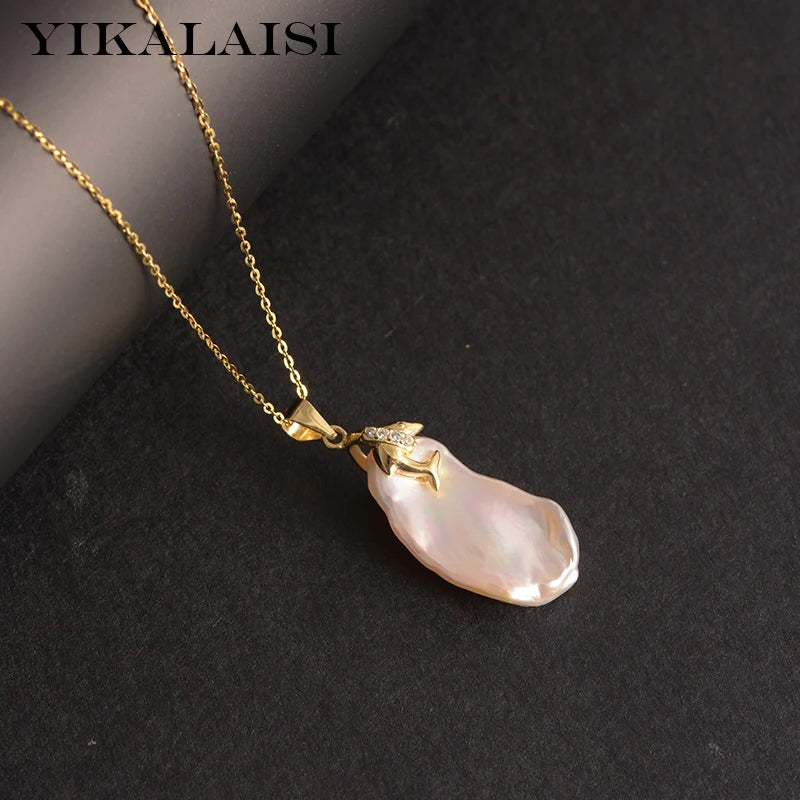 925 Silver Necklace Baroque Pearl Pendant Women's Jewelry