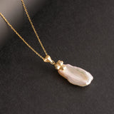 925 Silver Necklace Baroque Pearl Pendant Women's Jewelry