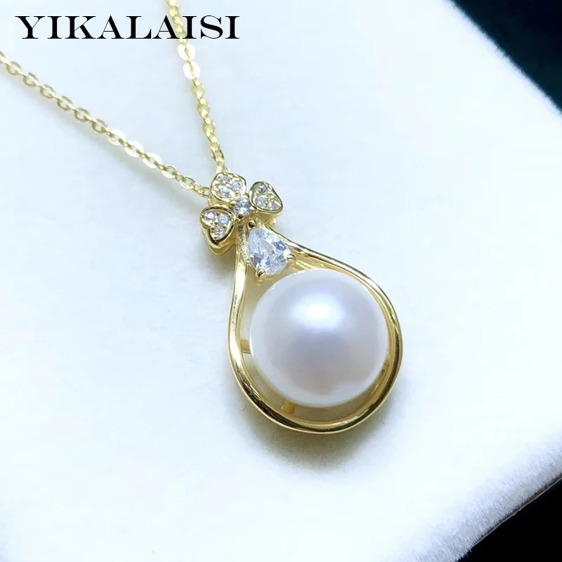 925 Silver Pearl Pendant for Women 9-10mm Freshwater Pearl Necklace