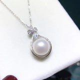 925 Silver Pearl Pendant for Women 9-10mm Freshwater Pearl Necklace