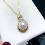 925 Silver Pearl Pendant for Women 9-10mm Freshwater Pearl Necklace