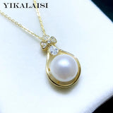 925 Silver Pearl Pendant for Women 9-10mm Freshwater Pearl Necklace