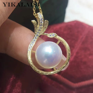 925 Silver Pendant Women's Jewelry 10-11mm Freshwater Pearl Necklaces