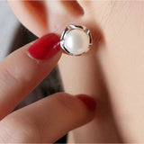 925 Silver Pearl Stud Earrings Women