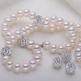 925 Silver Button Natural Pearl Choker Necklace
