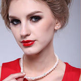 925 Silver Button Natural Pearl Choker Necklace