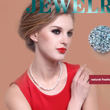 925 Silver Button Natural Pearl Choker Necklace