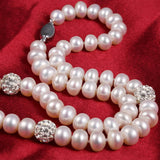925 Silver Button Natural Pearl Choker Necklace
