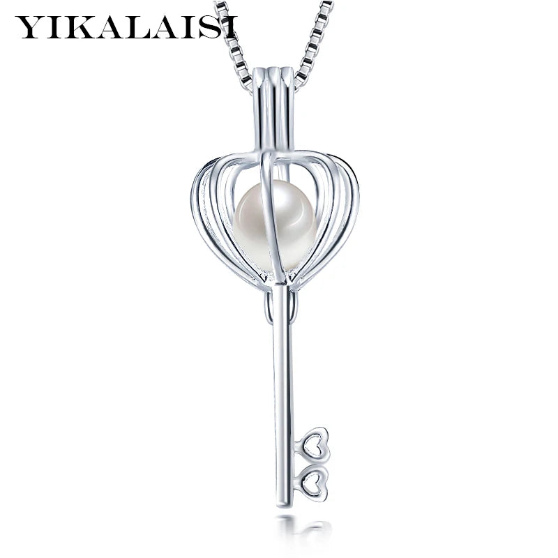 925 Silver Cage Pendant Freshwater Pearl Jewelry Gift