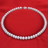 925 Silver Freshwater Pearl Necklace 8-11mm Womens Jewelry