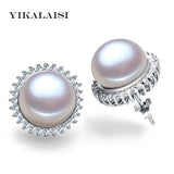 925 Silver Stud Earrings with Freshwater Pearl - Audrey Hepburn Style