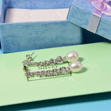 925 Silver Pearl Earrings Triangle Natural Long Jewelry 8-9mm
