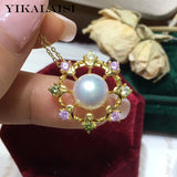 Colorful 925 Sterling Silver Freshwater Pearl Pendant Necklace